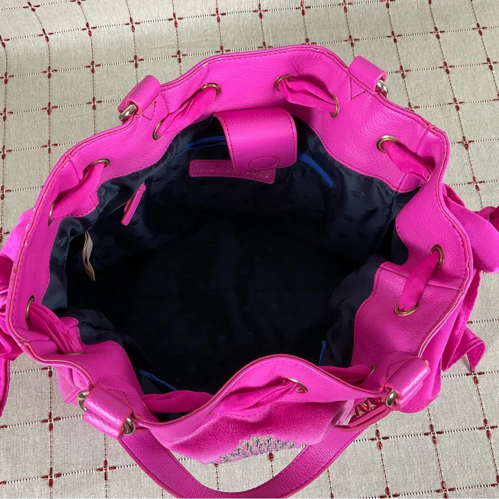 💖HP💖 Juicy Couture Hot Pink Snowflake Daydreamer Super Soft Velour Embroidered - Picture 6 of 15